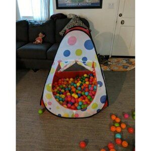 Kids’ Pop Up Ball Pit Teepee Play Tent with 50 Play Balls Included, Play Tent